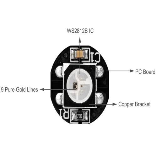 BTF-LIGHTING WS2812B 100PCS 5050SMD Individually Addressable Smart RGB LED Pixel for Arduino 5V DC Single 1-led LED Module Pixels Color Light little rgb LEDs Lampon Black Heat Sink PCB Board Only DC5V