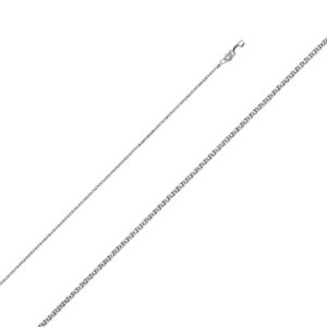 Wellingsale 14K Solid White Gold 2mm Open Wheat Chain with Lobster Claw Clasp - 16" Inches