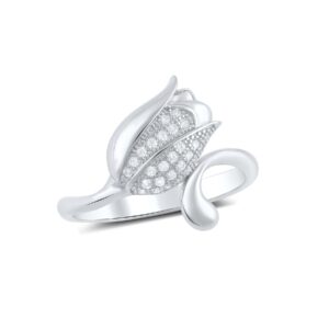 silvercloseout sterling silver cz tulip flower ring - size 9