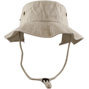 The Hat Depot 300N1510 Wide Brim Foldable Double-Sided Outdoor Boonie Bucket Hat (L/XL, 2. Cotton - Khaki)