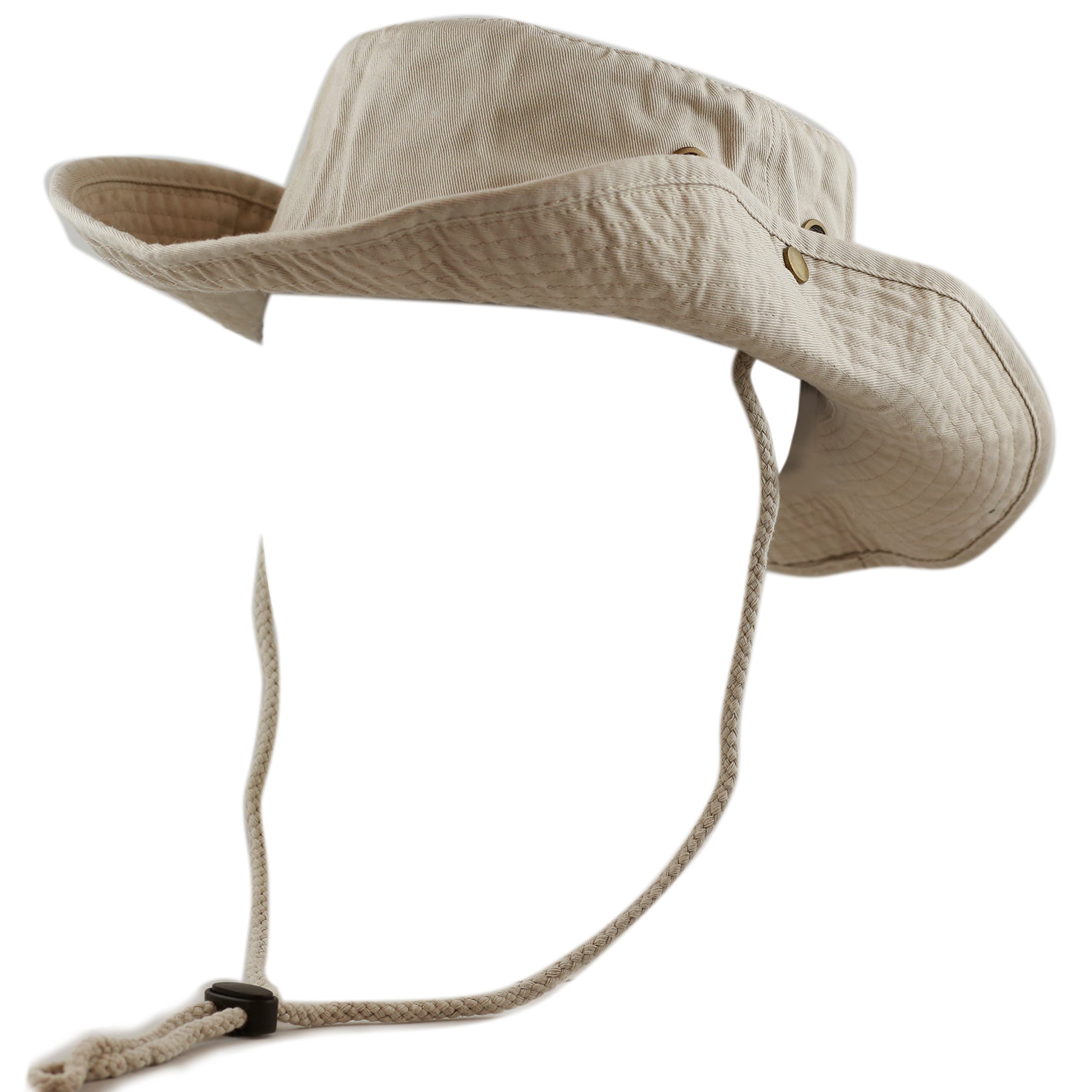 The Hat Depot 300N1510 Wide Brim Foldable Double-Sided Outdoor Boonie Bucket Hat (L/XL, 2. Cotton - Khaki)