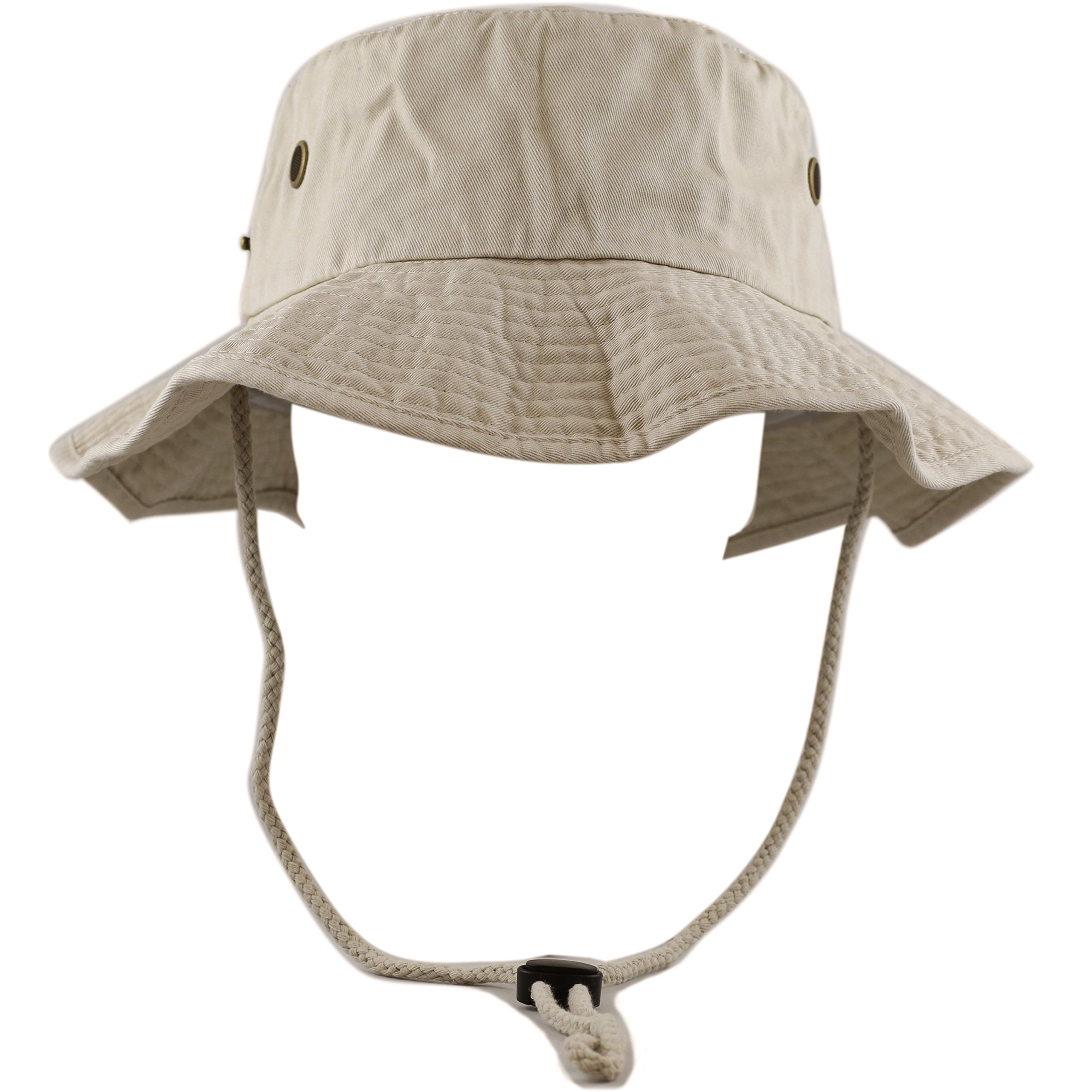 The Hat Depot 300N1510 Wide Brim Foldable Double-Sided Outdoor Boonie Bucket Hat (S/M, 2. Cotton - Khaki)