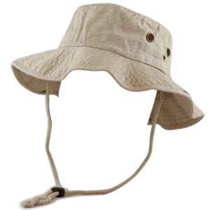 The Hat Depot 300N1510 Wide Brim Foldable Double-Sided Outdoor Boonie Bucket Hat (S/M, 2. Cotton - Khaki)