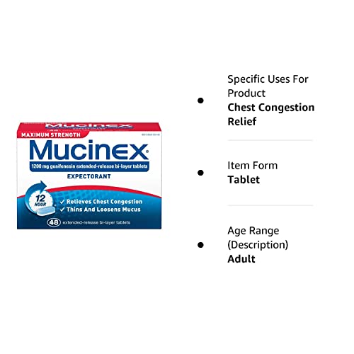 Mucinex Chest Congestion Relief Expectorant Tablet - Maximum Strength - 48 ct.