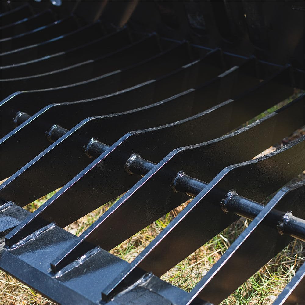 Titan Attachments 60in Skeleton Rock Bucket with Bolt-On Teeth, Skid Steer Quick Tach, Reinforced Side Cutters