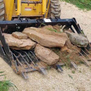 Titan Attachments 60in Skeleton Rock Bucket with Bolt-On Teeth, Skid Steer Quick Tach, Reinforced Side Cutters