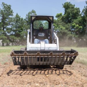 Titan Attachments 60in Skeleton Rock Bucket with Bolt-On Teeth, Skid Steer Quick Tach, Reinforced Side Cutters