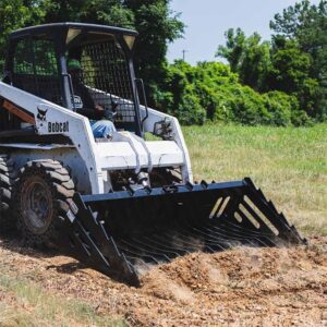 Titan Attachments 60in Skeleton Rock Bucket with Bolt-On Teeth, Skid Steer Quick Tach, Reinforced Side Cutters