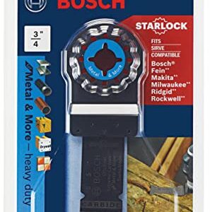 BOSCH OSL034C 1-Piece 3/4 In. Starlock Oscillating Multi Tool Metal & More Carbide Extreme Plunge Cut Blade for Cutting Iron Bar, Metal, Wood with Nails, Drywall and Tile