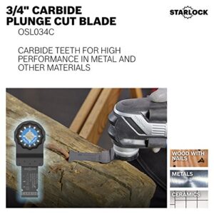 BOSCH OSL034C 1-Piece 3/4 In. Starlock Oscillating Multi Tool Metal & More Carbide Extreme Plunge Cut Blade for Cutting Iron Bar, Metal, Wood with Nails, Drywall and Tile