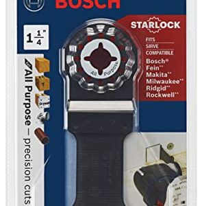 BOSCH OSL114F 1-Piece 1-1/4 In. Starlock Oscillating Multi Tool All Purpose Bi-Metal Plunge Cut Blade for Applications in Wood, Wood with Nails, Drywall, PVC, Metal (Nails and Staples)