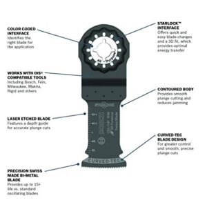 BOSCH OSL114F-3 3-Pack 1-1/4 In. Starlock Oscillating Multi Tool All Purpose Bi-Metal Plunge Cut Blades for Applications in Wood, Wood with Nails, Drywall, PVC, Metal (Nails and Staples)