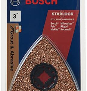 BOSCH OSL300CR 1-Piece 3 In. Starlock Oscillating Multi Tool Grout & Abrasive Carbide Grit Delta Rasp for Applications in Thinset Removal