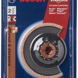 BOSCH OSL212CG 1-Piece 2-1/2 In. Starlock Oscillating Multi Tool Grout & Abrasive Carbide Grit Segmented Saw Blade for Applications in Grout Removal