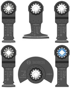 bosch osl006 5-piece starlock oscillating multi tool assorted set blades for mixed applications in metal, wood and other general purpose materials with included pouch