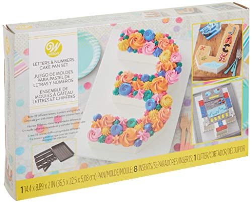 Wilton Letters and Numbers Adjustable Non-Stick Cake Pan Set, 10-Piece Set, Steel