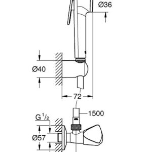 Grohe Tempesta F Trigger Spray 30 Wall Holder Set with Shut-Off Valve 1 Type of Jet, Pack of 1 26357000, Chrome