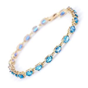 galaxy gold gg 5.5 carat 14k solid gold tennis bracelet blue topaz