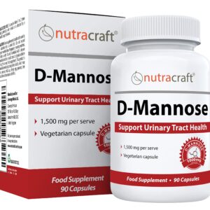 Nutracraft 1500mg Pure D-Mannose Supplement for Urinary & Bladder Health | No Preservatives or Gluten | Made in The USA | 90 Vegetarian Capsules