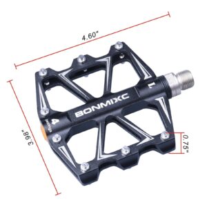 BONMIXC Mountain Bike Pedals Flat Road Bike Pedals Sealed Bearing Lightweight Bicycle Pedals 9/16-in Thread (Black)