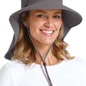 Coolibar UPF 50+ Women's Men's Stevie Ultra Sun Hat - Sun Protective (One Size- Carbon)