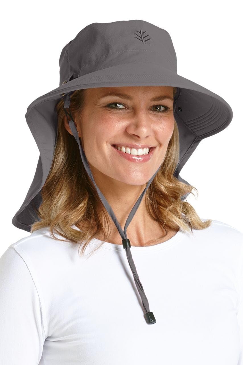 Coolibar UPF 50+ Women's Men's Stevie Ultra Sun Hat - Sun Protective (One Size- Carbon)