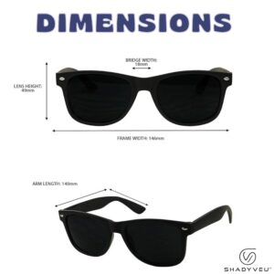 ShadyVEU Super Dark Black Lens Round Sunglasses UV Protection Spring Hinge Soft Matte Frame Fashion Shades