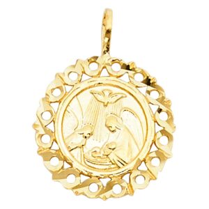 Wellingsale 14K Yellow Gold Polished Ornate Religious Baptism Charm Pendant