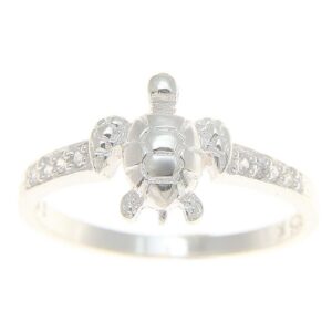 Arthur's Jewelry Sterling silver 925 Hawaiian sea turtle ring with clear cz size 5