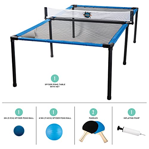 Franklin Sports Spyder Pong Tennis - Table Tennis, Volleyball + 4-Square Outdoor Game - Indoor + Outdoor Game for Kids - Includes Net, Table, Paddles + Ball - Perfect for Beach, Backyard + Living Room