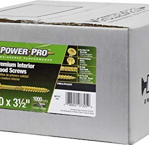 Power Pro 967771 Wood Screws, #10 x 3-1/2, Premium Star Drive Indoor Cabinet Screws, Gold Yellow Zinc, 1/4 Keg, 1000 pcs