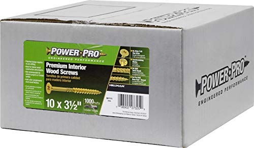 Power Pro 967771 Wood Screws, #10 x 3-1/2, Premium Star Drive Indoor Cabinet Screws, Gold Yellow Zinc, 1/4 Keg, 1000 pcs