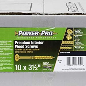 Power Pro 967771 Wood Screws, #10 x 3-1/2, Premium Star Drive Indoor Cabinet Screws, Gold Yellow Zinc, 1/4 Keg, 1000 pcs