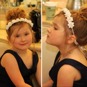 FAYBOX Flower Girls Elegant Headband Wedding Floral Hairbands Accessories White (Clear Rhinestone(White))