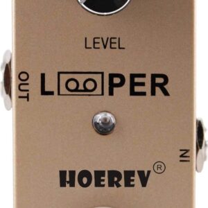 HOEREV Guitar Mini Loop Effector Looper Samplers Effects Tuner For Electric Acoustic Guitar Bass Pedals 9 Loops Stations, Color Gold