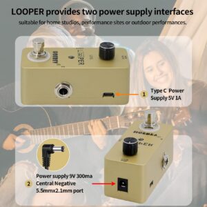 HOEREV Guitar Mini Loop Effector Looper Samplers Effects Tuner For Electric Acoustic Guitar Bass Pedals 9 Loops Stations, Color Gold