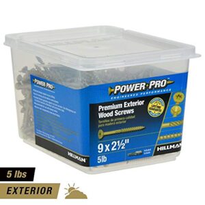 Power Pro 48610 Wood Screws, #9 x 2-1/2", Premium Outdoor Deck Screws, Rust Resistant, Epoxy Coated Bronze, 5lb Tub, 501 pcs