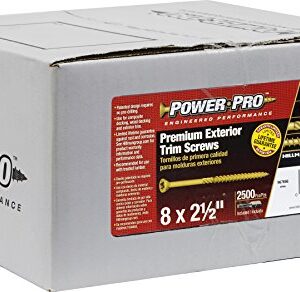 Power Pro 967886 Trim Screws, #8 x 2-1/2", All Purpose Wood, Deck, Composite, and Exterior Trim Screws, Rust Resistant, Bronze, 2500pcs Box