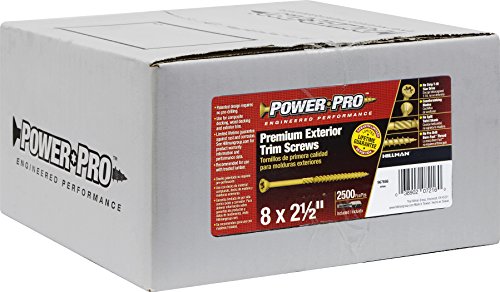 Power Pro 967886 Trim Screws, #8 x 2-1/2", All Purpose Wood, Deck, Composite, and Exterior Trim Screws, Rust Resistant, Bronze, 2500pcs Box