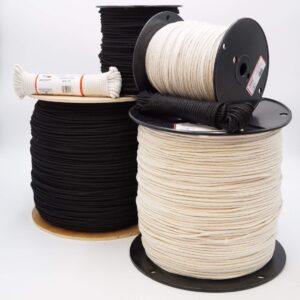 GREAT WHITE ROC360 600' Trick Line/Tie Line, Black, Unglazed, Cotton Cover W/Polyester Core For Added Strength, Theatrical cord, Multipurpose Utility Line, 4 Sash Cord(1/8 inch x 600ft) MADE IN USA