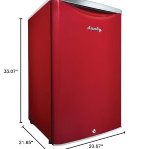 Danby Contemporary Classic DAR044A6LDB 4.4 Retro Fridge in Metallic Red cu. ft. (124 L) Capacity Compact All Refrigerator Featuring Danby’s Patented Design Energy Star Compliant