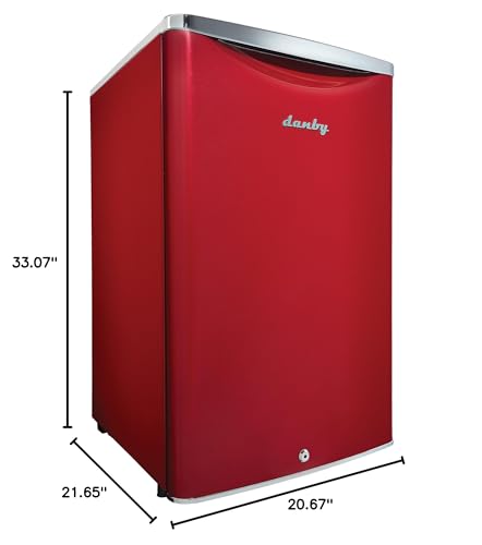 Danby Contemporary Classic DAR044A6LDB 4.4 Retro Fridge in Metallic Red cu. ft. (124 L) Capacity Compact All Refrigerator Featuring Danby’s Patented Design Energy Star Compliant