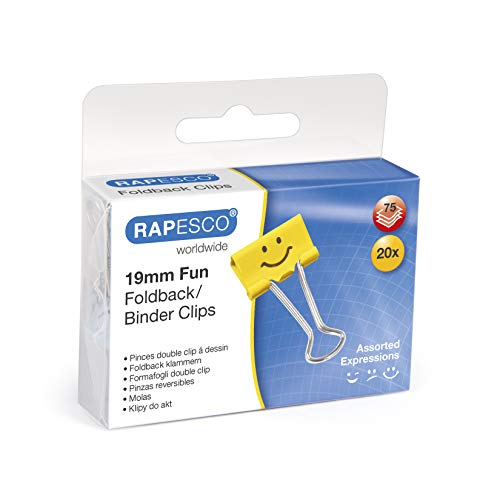 Rapesco Binder Clips, 3/4" Emoji Clips [Pack of 20]