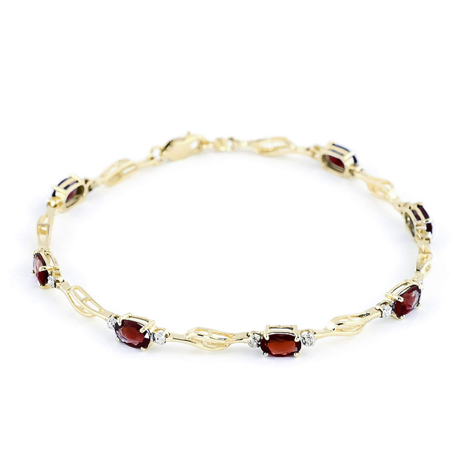 Galaxy Gold GG 3.39 CTW 14k Solid Gold Tennis Bracelet Garnet Diamond