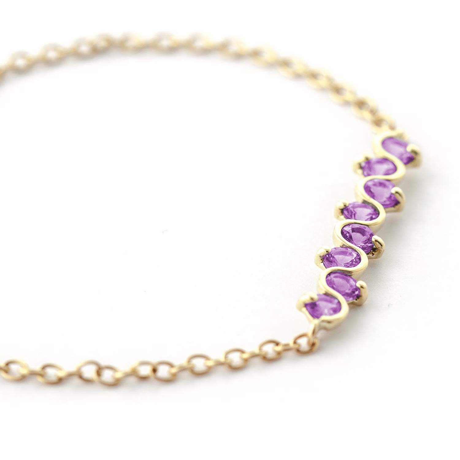 Galaxy Gold GG 14k Solid Yellow Gold Bracelet with 1.55 Carat Natural Amethyst