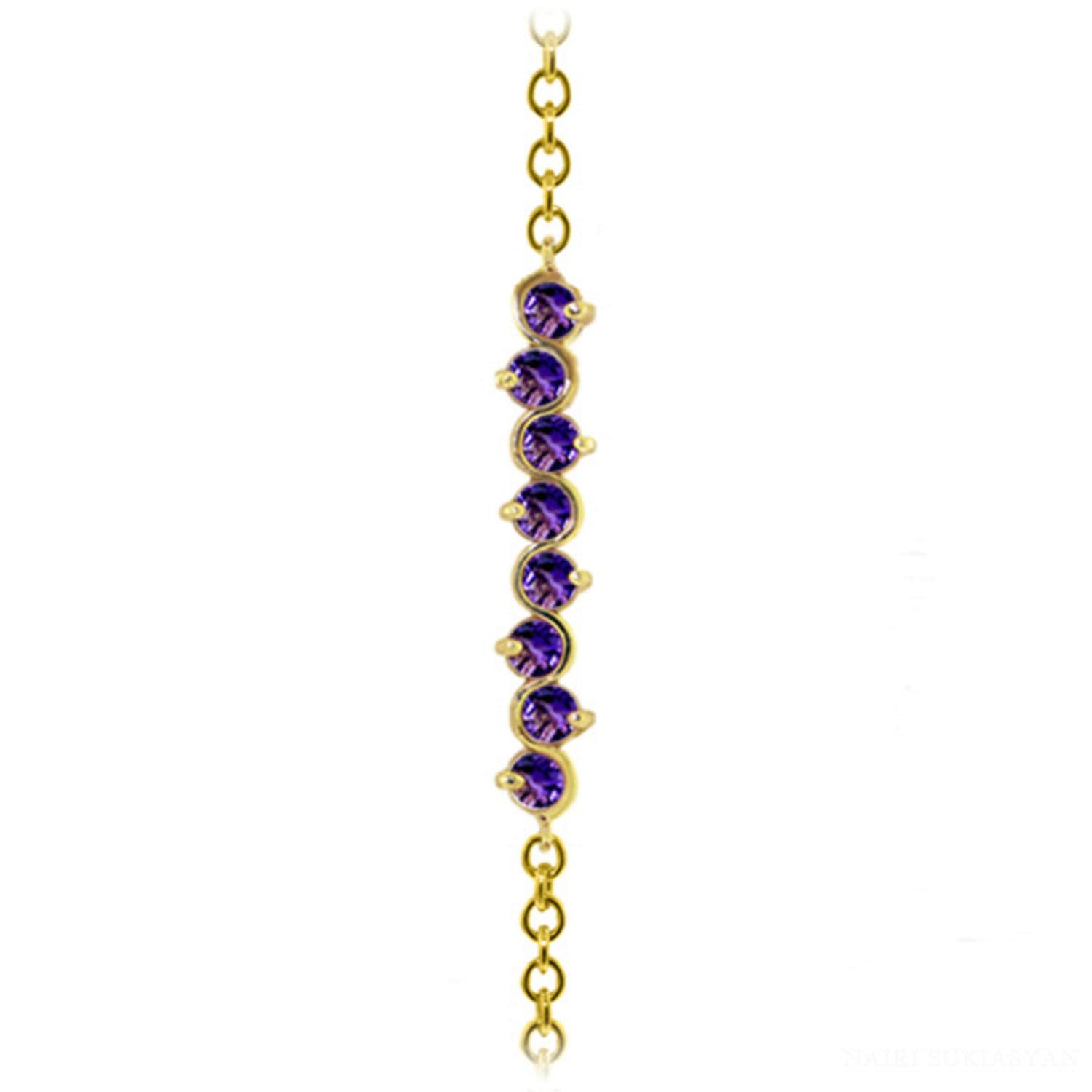 Galaxy Gold GG 14k Solid Yellow Gold Bracelet with 1.55 Carat Natural Amethyst