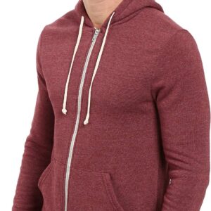 Alternative mens Rocky Eco-fleece Zip Hoodie Sweatshirt, Eco True Currant, Medium US