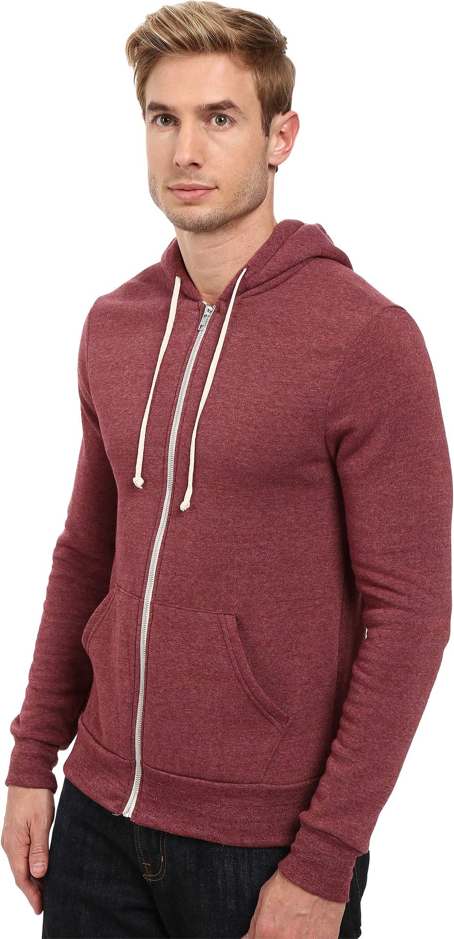 Alternative mens Rocky Eco-fleece Zip Hoodie Sweatshirt, Eco True Currant, Medium US