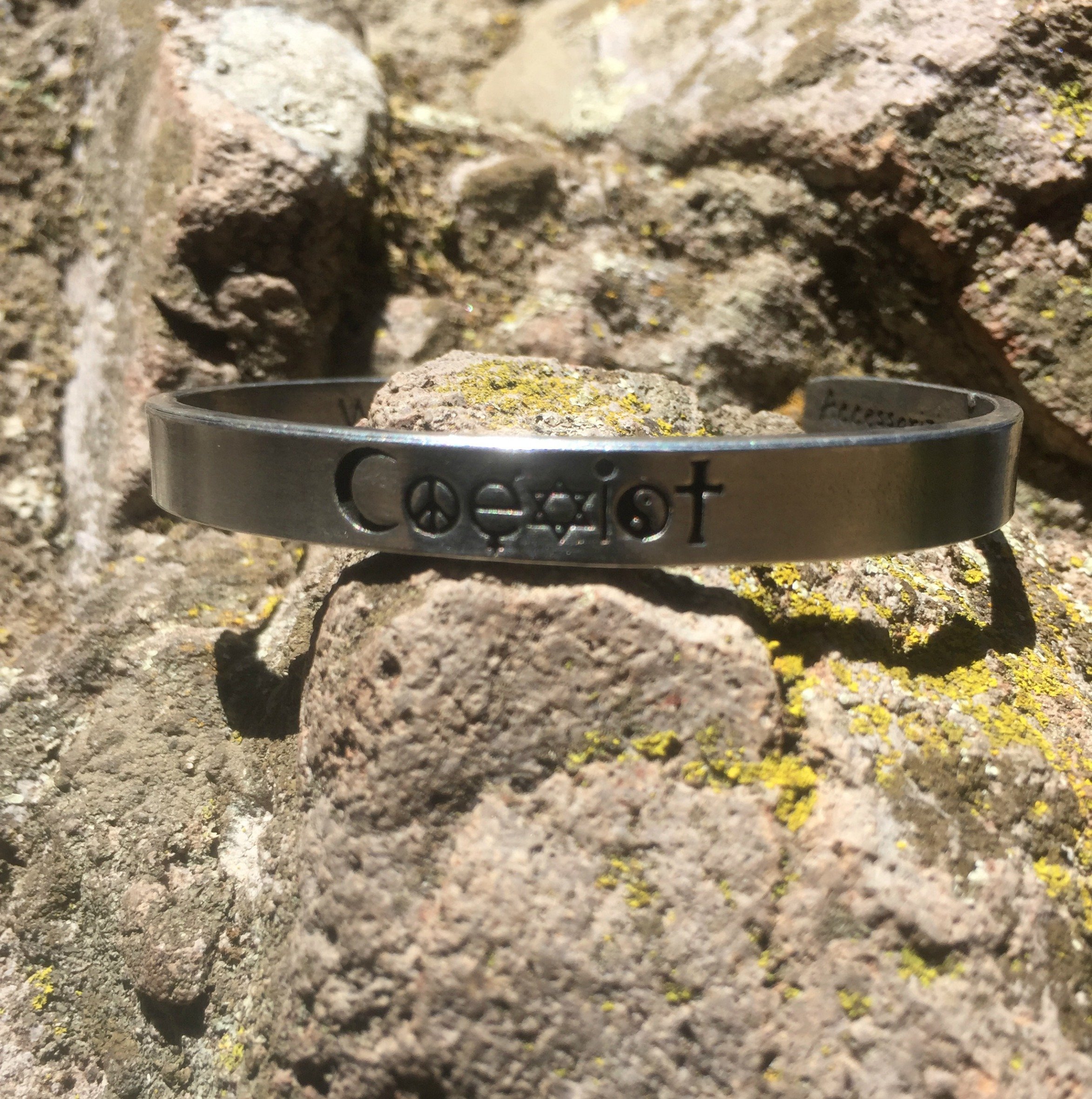 Quotable Cuffs Coexist Engraved Pewter Bracelet by Whitney Howard Designs