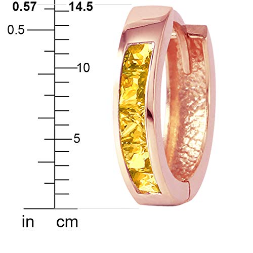 Galaxy Gold GG 0.7 CTW 14k Solid Rose Gold Hoop Huggie Earrings Citrine